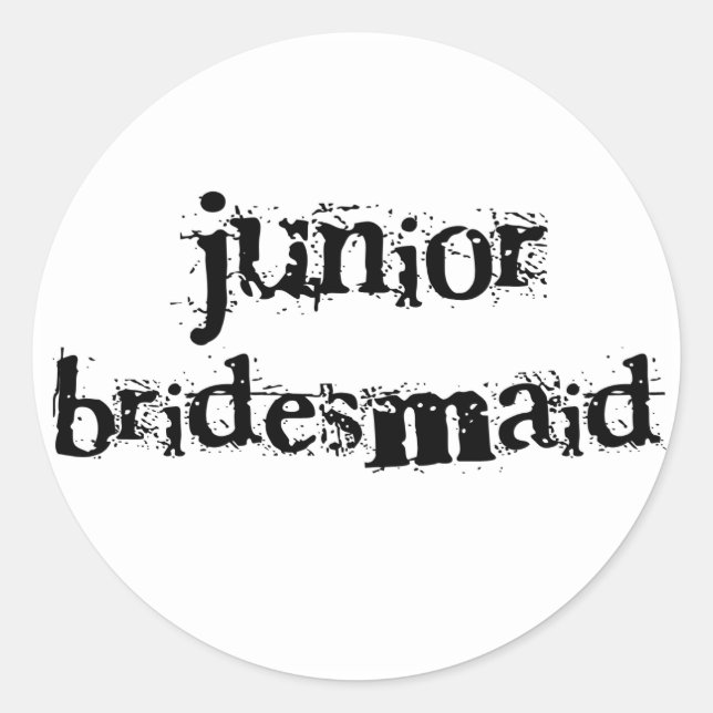 Pegatina Redonda Jr. Bridesmaid Black Text (Anverso)