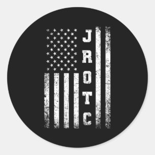 Pegatina Redonda Jrotc Bandera Americana Rotaria Junior de Estados 