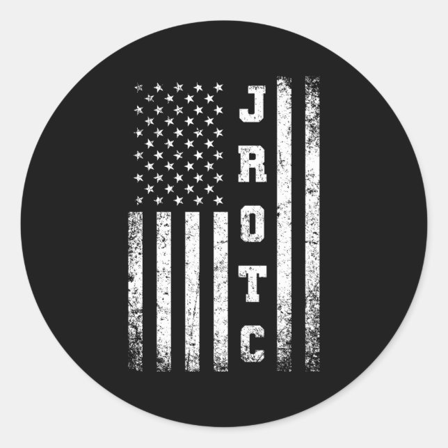 Pegatina Redonda Jrotc Bandera Americana Rotaria Junior de Estados  (Anverso)