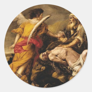 Pegatina Redonda Juan de Valdes Leal - Sacrificio de Isaac
