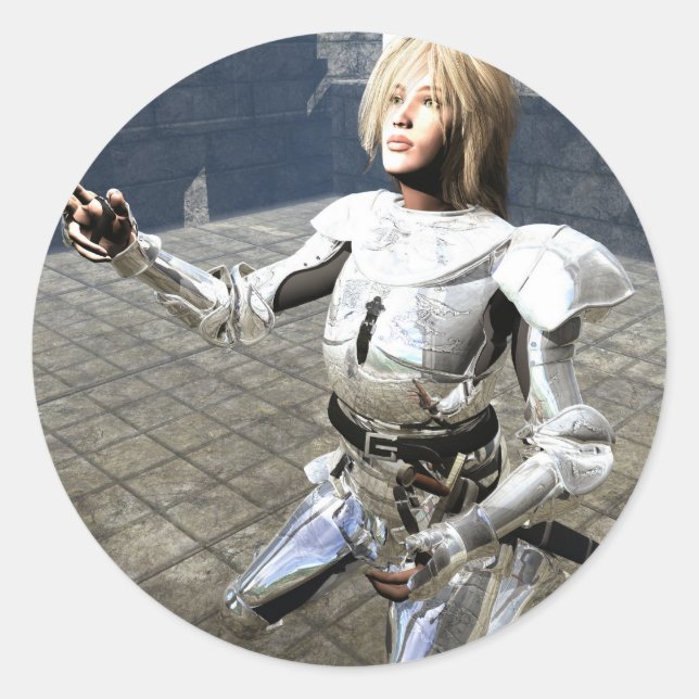 Pegatina Redonda Juana de Arco (Anverso)