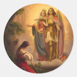 Pegatina Redonda Juana de Arco St. Michael Catherine Alexandria
