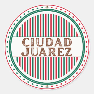 Pegatina Redonda Juarez City Pride Emblem – Mexican Identity
