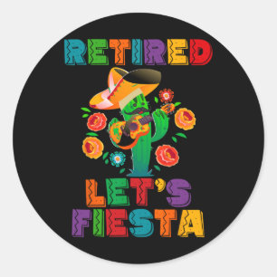 Pegatina Redonda Jubilación mexicana a la Fiesta retirada Cinco de