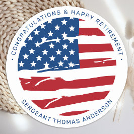 Pegatina Redonda Jubilación militar Estados Unidos Bandera estadoun