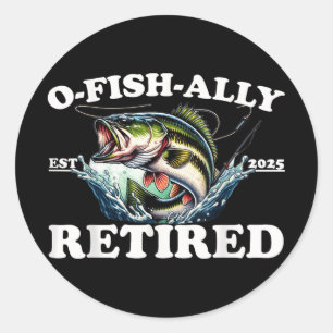 Pegatina Redonda Jubilación O-fish 2025 Para Jubilación Pesquera