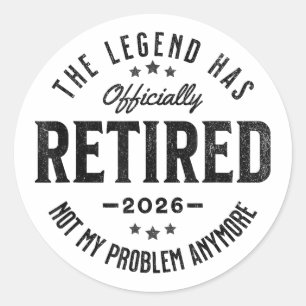 Pegatina Redonda Jubilado 2026 ya no es mi problema Vintage Retro