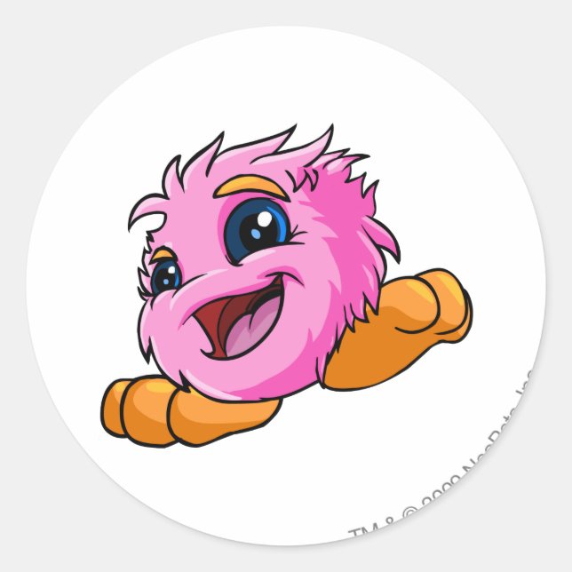 Pegatina Redonda JubJub Rosa (Anverso)