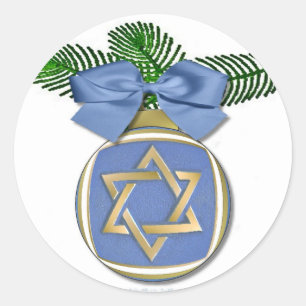 Pegatina Redonda Judaica Hanukkah Star Of David Ornament Print