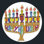 Pegatina Redonda Judaica Happy Hanukkah Dreidel Menorah<br><div class="desc">Está viendo la colección Lee Hiller Designs of Home and Office Decor, Apparel, Gifts and Collectibles. Los diseños incluyen la fotografía Lee Hiller y la colección de arte digital de medios mixtos. Puedes ver su fotografía de la naturaleza en http://HikeOurPlanet.com/ y seguir su blog de senderismo dentro del Parque Nacional...</div>