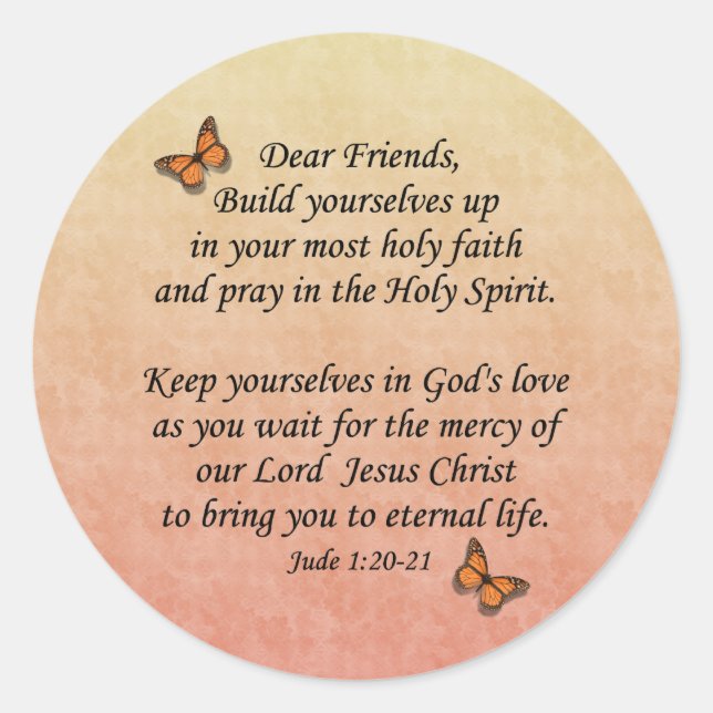 Pegatina Redonda Jude 1:20-21 ~ Santa Fe (Anverso)