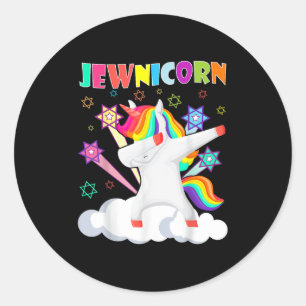 Pegatina Redonda Judía judío judío Dabbing Unicorn Rosh Hashanah