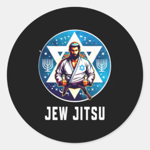 Pegatina Redonda Judío judío Jitsu Funny Hanukkah Rabbi Karate Chan