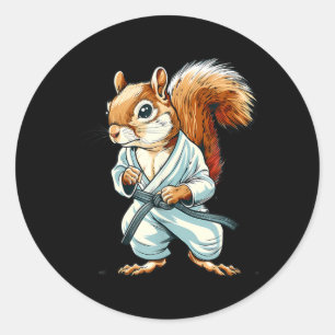 Pegatina Redonda Judo Ardilla MMA Taekwondo Artes Marciales Jiu-Jit