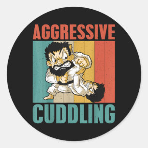 Pegatina Redonda Judo Karate Jiu Jitsu MMA BJJ Acurrucamiento Agres