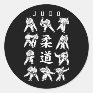 Pegatina Redonda Judo Throw Barrido MMA Artes Marciales Mixtas Kanj
