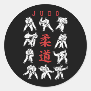 Pegatina Redonda Judo Throw Sweep MMA Artes Marciales Mixtas Kanji