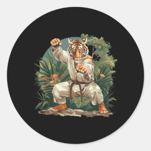 Pegatina Redonda Judo Tigre Naturaleza MMA Jiu-Jitsu Taekwondo Marc