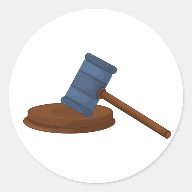 Pegatina Redonda Jueces Gavel Pegatinas (Anverso)