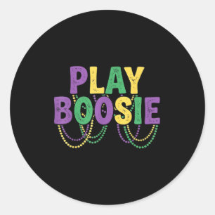 Pegatina Redonda Juega Boosie Beads Mardi Gras