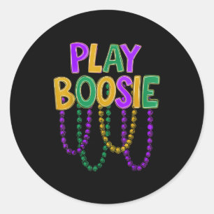 Pegatina Redonda Juega Boosie Cuentas Carnaval Mardi Gras Louisiana