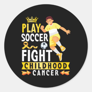 Pegatina Redonda Juega Fútbol Lucha Contra El Cáncer Infantil Cinta