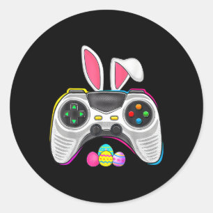 Pegatina Redonda Juego Bunny Eggs Costume Día de Pascua Niños Gamin