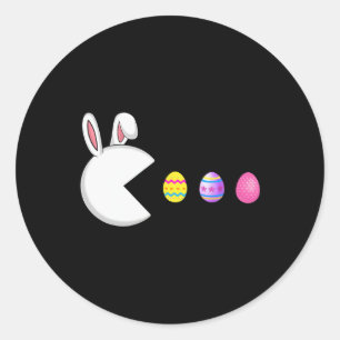 Pegatina Redonda Juego Bunny Eggs Easter Gamer Niños Hombres Jugar