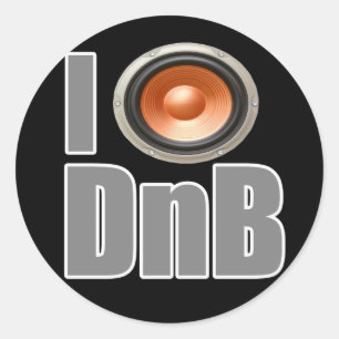 Pegatina Redonda JUEGO camisetas y equipo de música DnB Drum y Bass