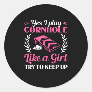 Pegatina Redonda Juego Cornhole Juego Cornholer Juego Toss Tossing