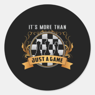 Pegatina Redonda Juego de ajedrez tablero de ajedrez tablero de aje