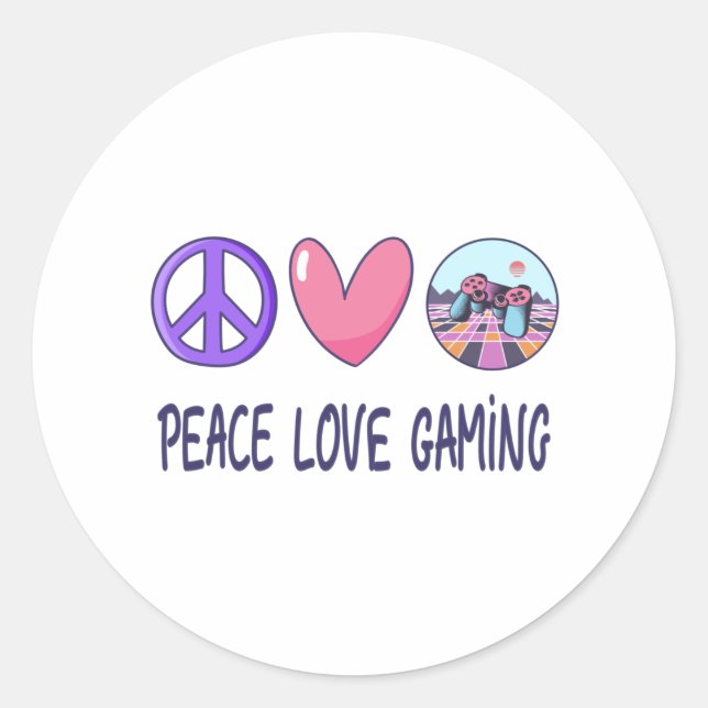 Pegatina Redonda Juego de amor de paz (Anverso)