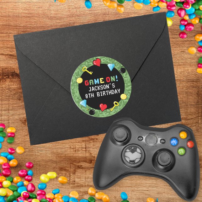 Pegatina Redonda Juego de arcada de píxeles Nivel de los niños Cump (Subido por el creador)