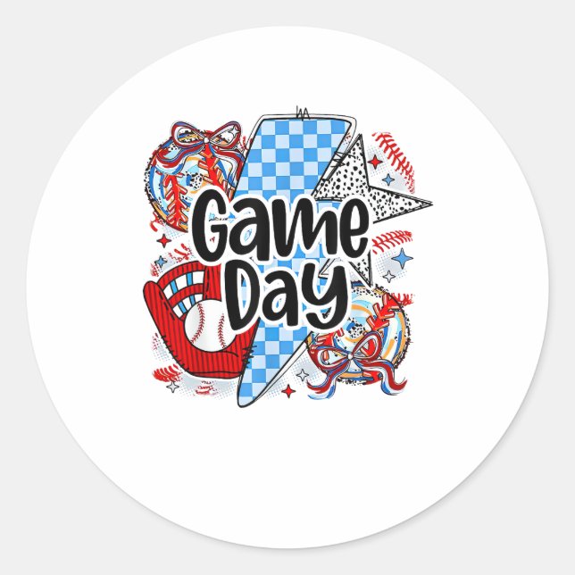 Pegatina Redonda Juego de Béisbol Día Retro Esta Temporada De Contr (Anverso)