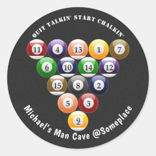 Pegatina Redonda Juego de billar de 8 bolas para rack de ocho bolas