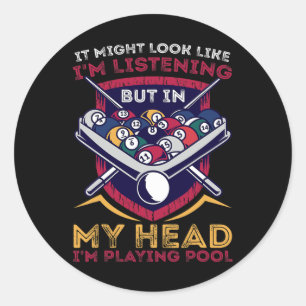 Pegatina Redonda Juego de billar de billar de billar de billar conc