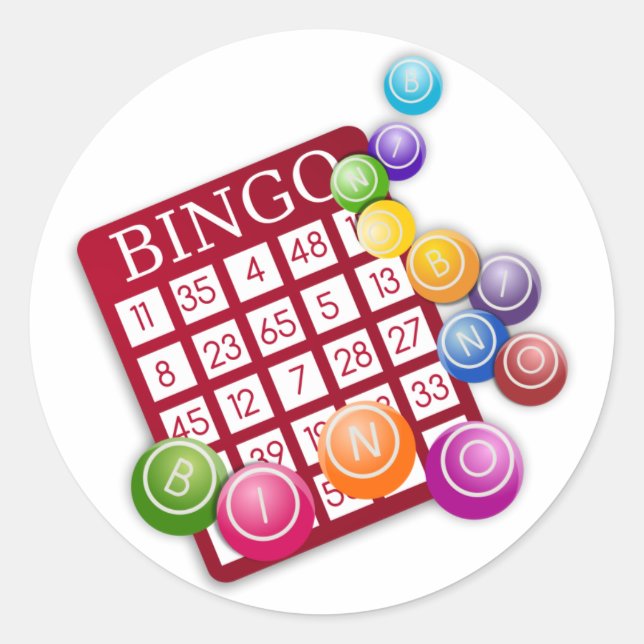 Pegatina Redonda Juego de Bingo (Anverso)