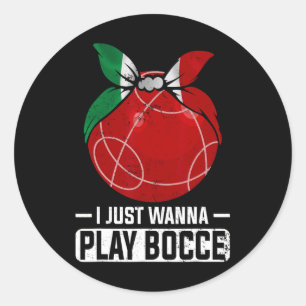 Pegatina Redonda Juego de bolos italiano Bocci Player Bocce Byll