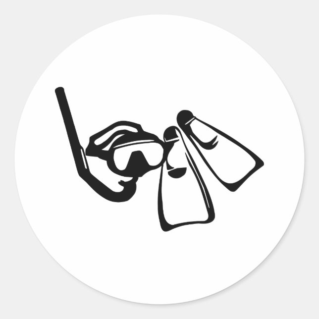 Pegatina Redonda Juego de buceo (Anverso)