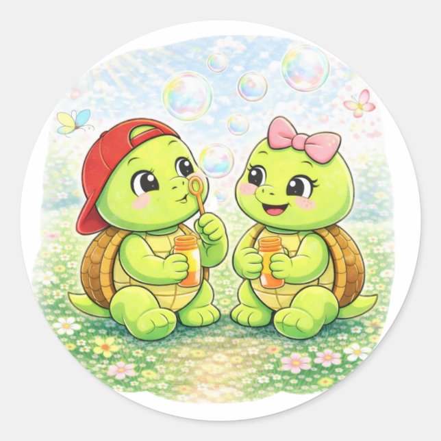 Pegatina Redonda Juego de Burbujas (Anverso)