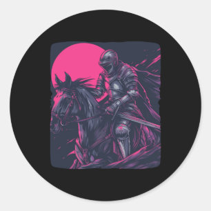Pegatina Redonda Juego De Caballos Guay Knight Para Niños Medievale
