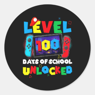 Pegatina Redonda Juego De Control Regalos Nivel 100 Días De Escuela