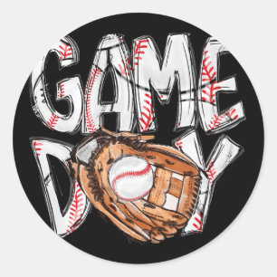 Pegatina Redonda Juego De Días Béisbol Softball Corazón Amor Mamá V