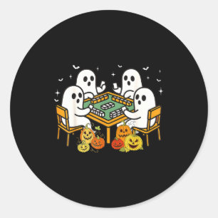 Pegatina Redonda Juego de disfraz divertido de Mahjong fantasma de