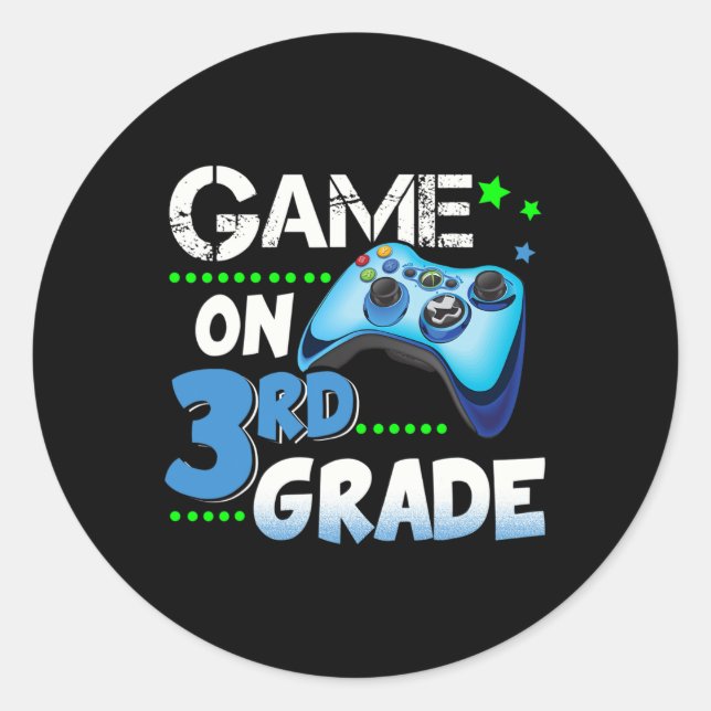 Pegatina Redonda Juego de diversión de tercer grado (Anverso)