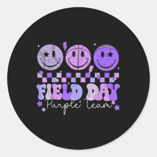 Pegatina Redonda Juego de equipo de tropa de trozo de campo púrpura