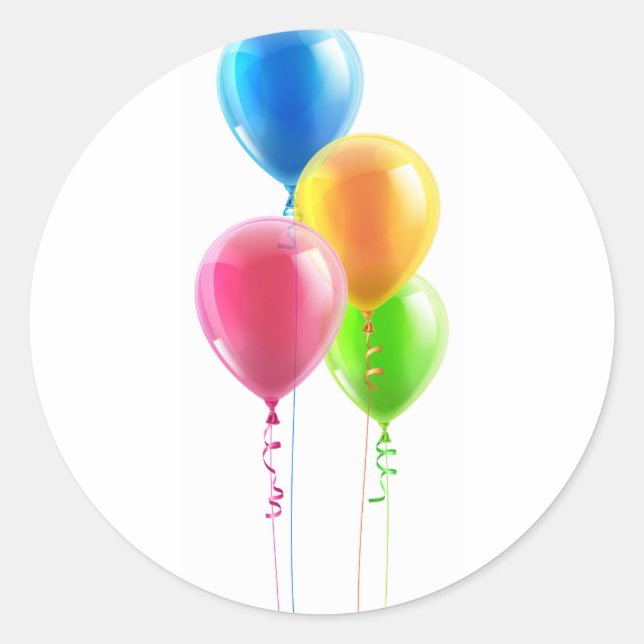 Pegatina Redonda Juego de globos de fiesta de cumpleaños (Anverso)