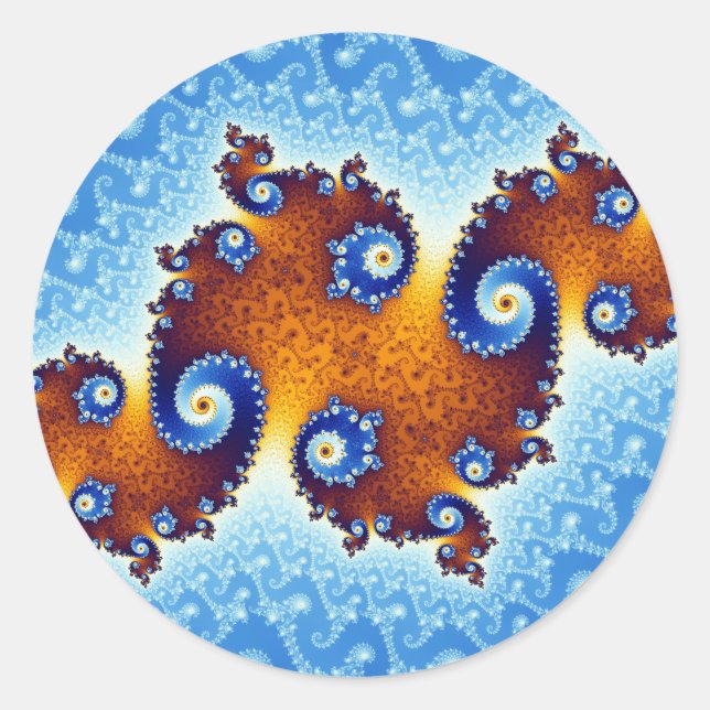 Pegatina Redonda Juego de Julia Island Mandelbrot (Anverso)