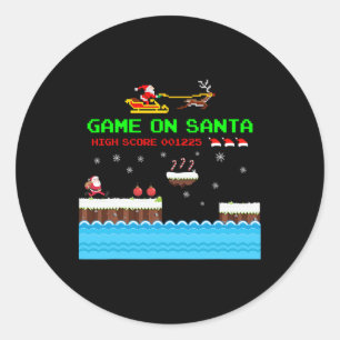 Pegatina Redonda Juego De Navidades Feo Gamer Santa Claus Gif