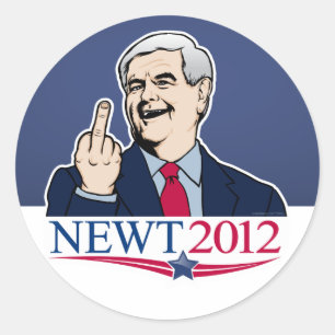 Pegatina Redonda Juego de Pegatinas de Mordaza Newt Gingrich 2012